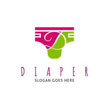 Initial Letter D Diaper Icon Vector Logo Template Illustration Design Stock Illustration