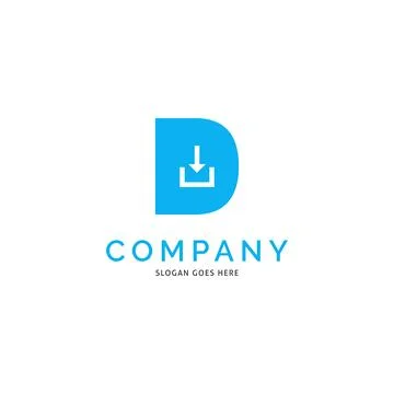 Initial Letter D Download Icon Vector Logo Template Illustration Design Stock Illustration
