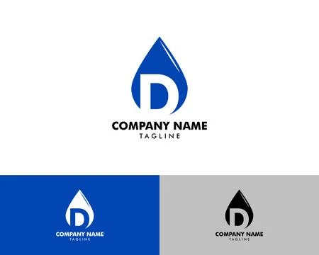 Initial Letter D Drop Water Logo Design Template Stock Illustration