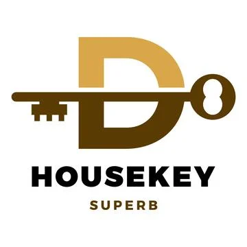 Initial Letter D House Key Icon Logo Design Template Ilustração Stock