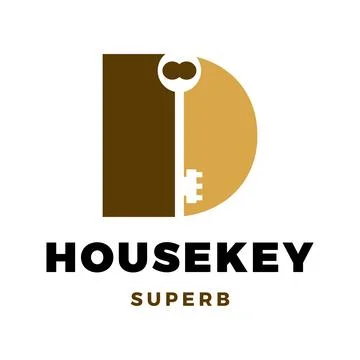 Initial Letter D House Key Icon Logo Design Template Stock Illustration