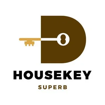 Initial Letter D House Key Icon Logo Design Template Stock Illustration
