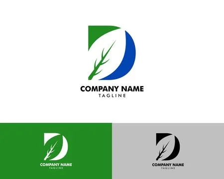 Initial Letter D Leaf Logo Design Template Element Stock Illustration