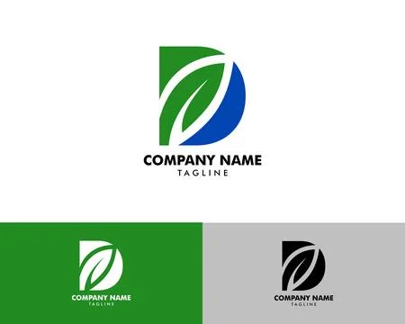 Initial Letter D Leaf Logo Design Template Element Stock Illustration