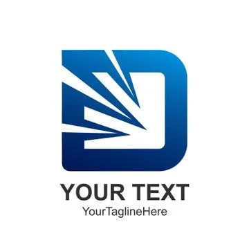 Initial letter D logo design template element colored blue for business and c Stock Illustration