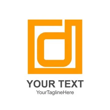 Initial letter D logo design template element colored yellow square for busin Stock Illustration