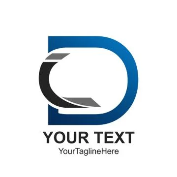 Initial letter D logo template colored black blue design for business and com Illustrazione stock