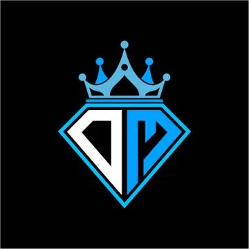 Initial letter D M diamond shape with crown decoration 스톡 일러스트