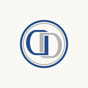 Initial letter D or DD line font flip mirror monogram typography brand Stock Illustration