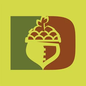 Initial Letter D Pine Cone Icon Design for Nature and Eco Concept Stock Illustration