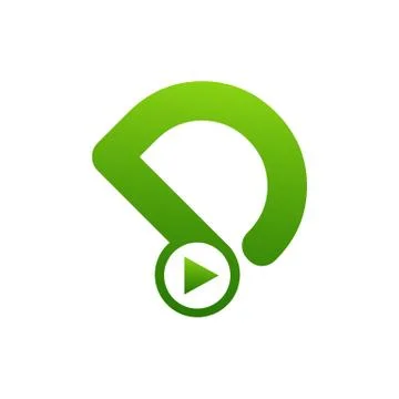 Initial Letter D Rounded with Triangle play Logo template Stock Illustration