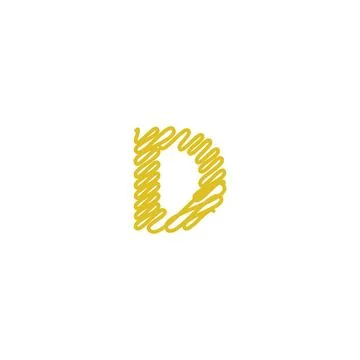 Initial letter D scribble gold logo Stock Illustration