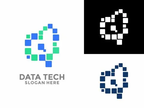 Initial Letter D technology logo design vector. Data Digital Tech and Initi.. Stock Illustration