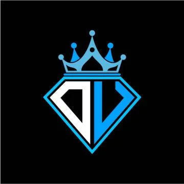 Initial letter D U diamond shape with crown decoration Stock Illustration