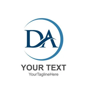 Initial letter DA logo template colored blue circle swoosh design for busines Illustrazione stock