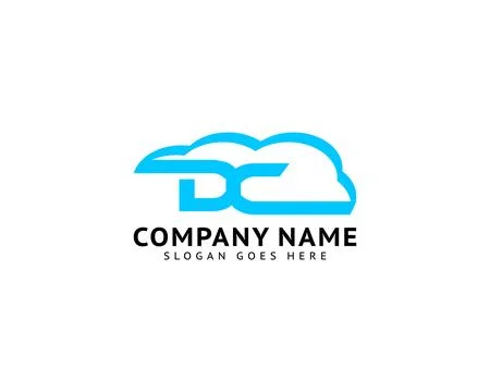Initial Letter DC Logo with Cloud Element Stock Illustration