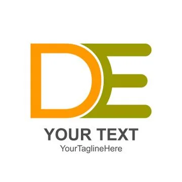Initial letter DE logo design template element colored yellow green for busin Stock Illustration