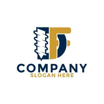 Initial letter DF drill logo vector, initial letter with Drill Logo design .. Stock Illustration