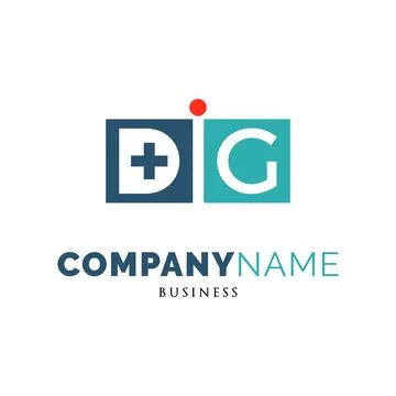 Initial Letter DIG Medical Cross Plus Icon Logo Design Template Stock Illustration