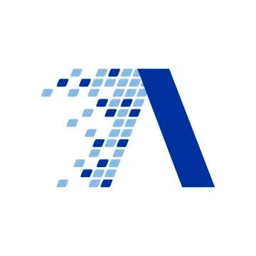 Initial A Letter Digital Data Fragment Movement Symbol Design Stock Illustration