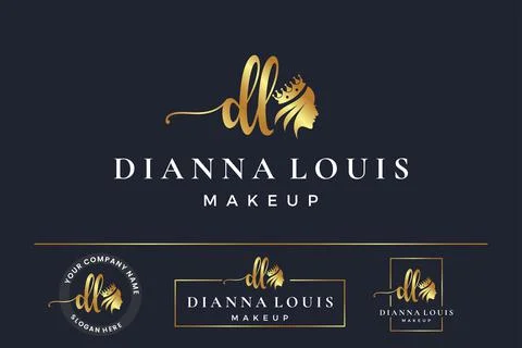 Initial letter DL D logo feminine for woman face and beauty, silhouette vecto Stock Illustration