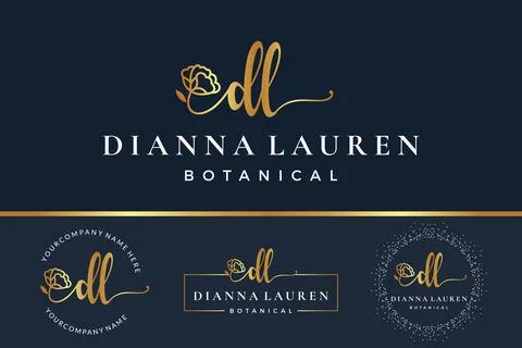 Initial letter DL D logo flower, leaf and beauty. Floral and botanical design Stock Illustration