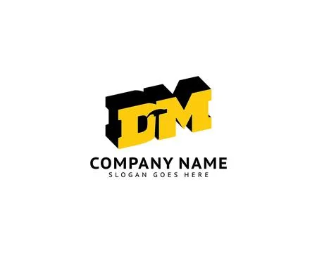 Initial Letter DM Hammer Logo Design for Construction, Manufacture and Repa.. Stock Illustration