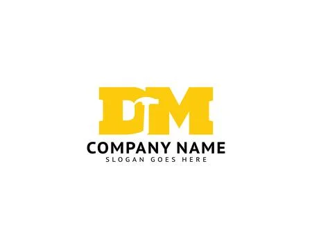 Initial Letter DM Hammer Logo Design for Construction, Manufacture and Repa.. Stock Illustration