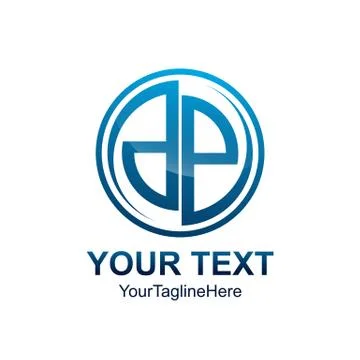 Initial letter DP logo template colored circle blue swoosh design for busines Stock Illustration