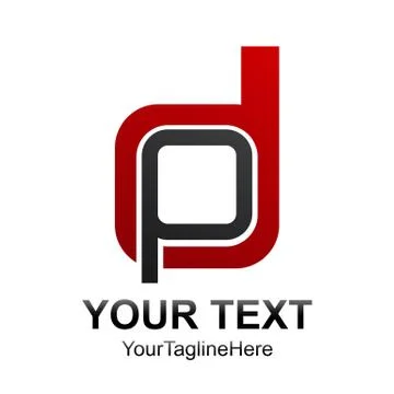 Initial letter DP or PD logo design template element colored grey red for bus Illustrazione stock
