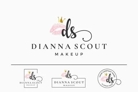 Initial letter DS D logo for lip, kiss, lipstick, makeup vector design collec Stock Illustration