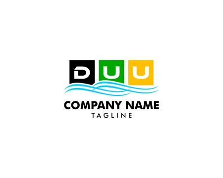 Initial Letter DUU Sea Wave Icon Vector Illustration Design Logo Stock Illustration