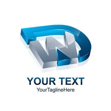 Initial letter DW or WD logo template colored blue silver design for business Stock Illustration