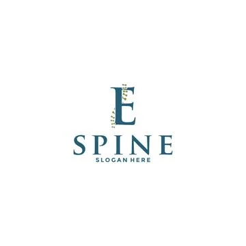 Initial Letter E and spine logo vector, Chiropractic Logo design icon templat Illustrazione stock