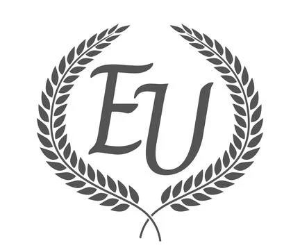 Initial letter E and U, EU monogram logo design with laurel wreath. Luxury .. Stock Illustration