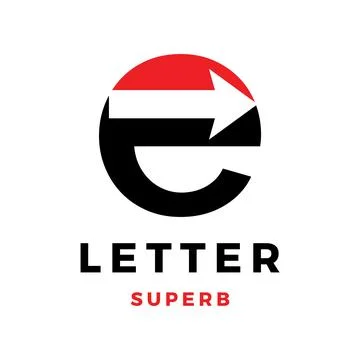 Initial Letter E Arrow Icon Logo Design Template Stock Illustration