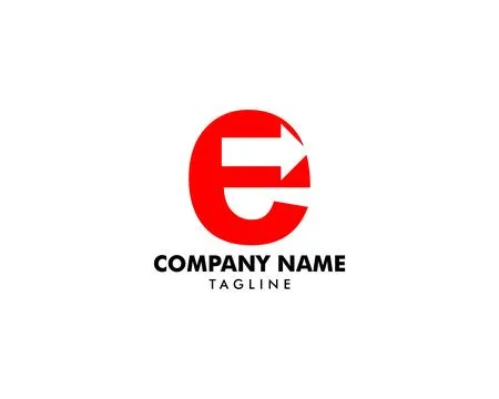 Initial letter E with arrow logo template design Stock Illustration