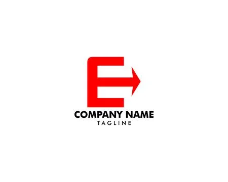 Initial letter E with arrow logo template design Stock Illustration