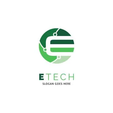 Initial Letter E Circuit Technology Icon Vector Logo Template Illustration .. Stock Illustration