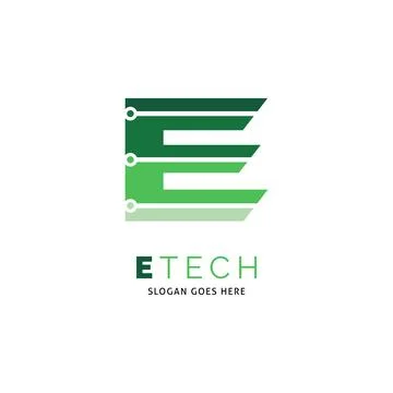 Initial Letter E Circuit Technology Icon Vector Logo Template Illustration .. Stock Illustration