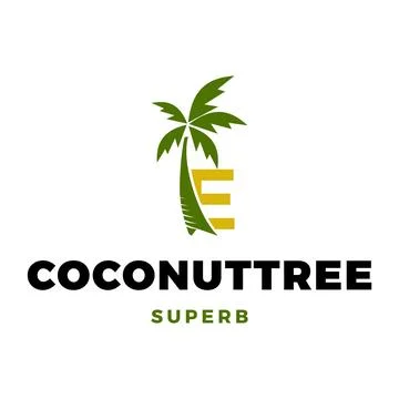 Initial Letter E Coconut Tree Icon Logo Design Template Stock Illustration