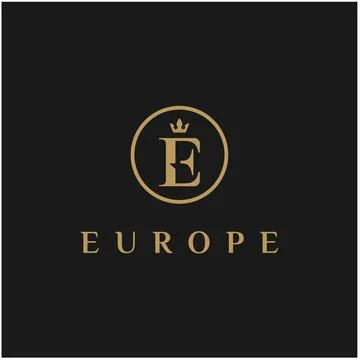 Initial letter e with crown logo design Stock Illustration