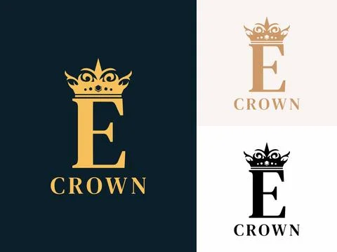 Initial letter E with Crown logo design. Initial letter E identity logo. cr.. Stock Illustration