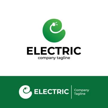 Initial Letter E Electrical Logo. The letter E is round and green Stock Illustration