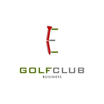 Initial Letter E Golf Club Icon Logo Design Template Stock Illustration