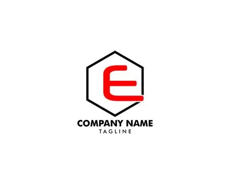 Initial letter E hexagon shape logo design template Stock Illustration