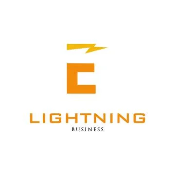 Initial Letter E Lightning Icon Logo Design Template Stock Illustration