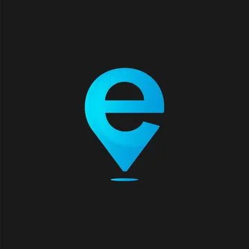 Initial letter E logo design template with map pointer Stock Illustration