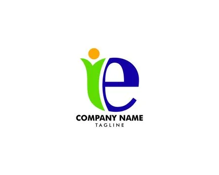 Initial letter E logo with people shape, health care symbol, charity icons Stock Illustration