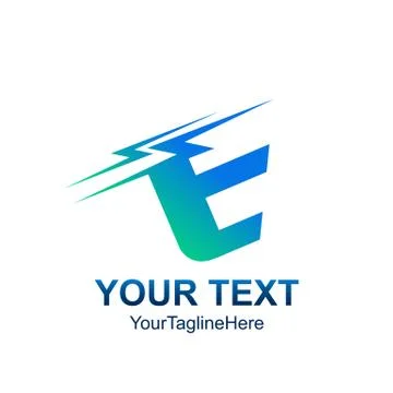 Initial letter E logo template colored blue electric design for business and  Illustrazione stock
